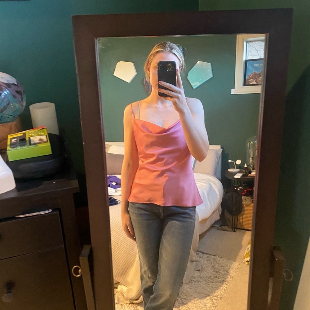 Women's Pink Satin Cami Top